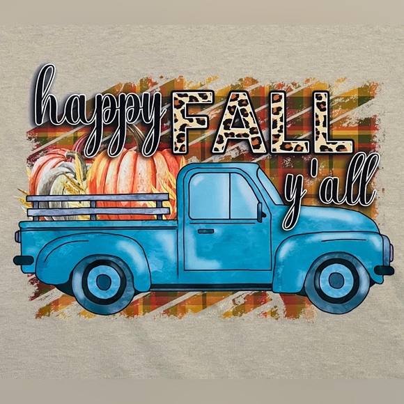 NEW Happy Fall Y'all T-Shirt, Handmade, Fall Vibes, Country Truck, Sz. XL - Picture 2 of 3